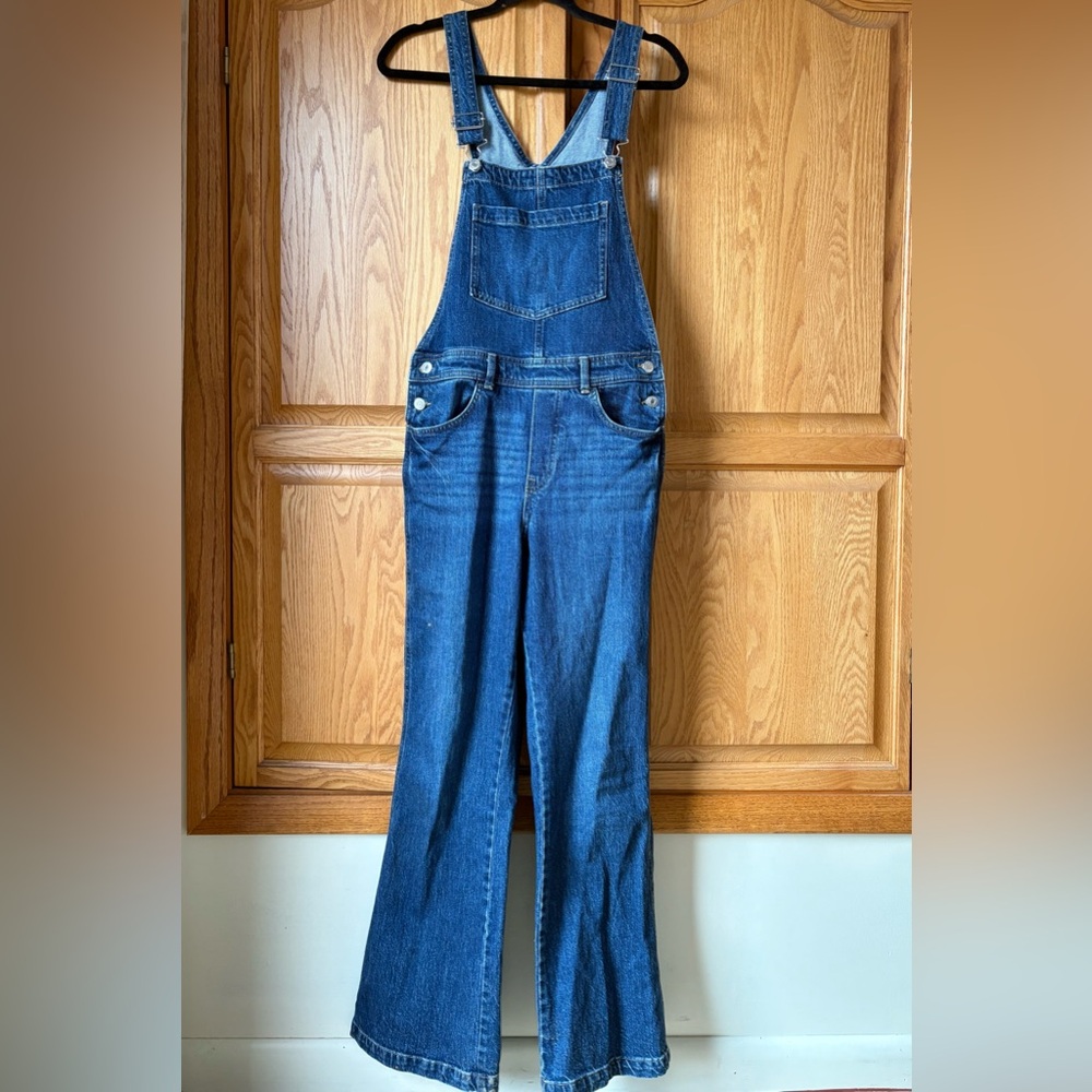 Denim bootcut overalls